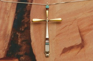 Genuine Mother of Pearl Sterling Silver Cross Pendant